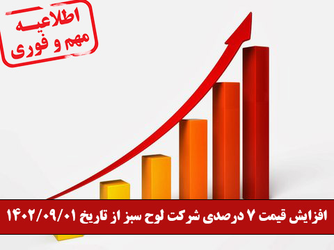 افزایش قیمت محصولات شرکت لوح سبز